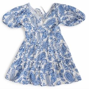 Melloday Paisley Floral Puff Sleeve Minidress greek vacation pockets sz XL